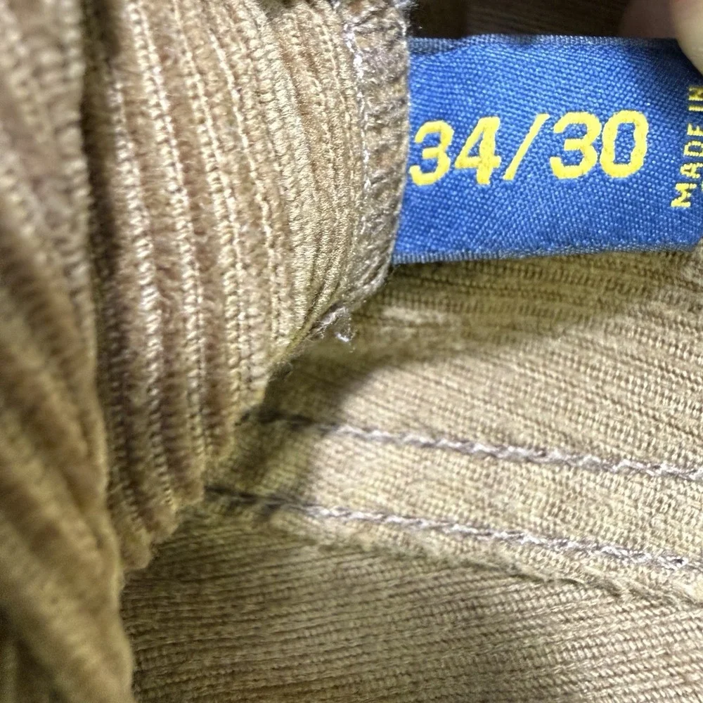 Polo Ralph‎ Lauren Pants Men's 34x30 Brown Corduroy The Hampton Straight Preppy